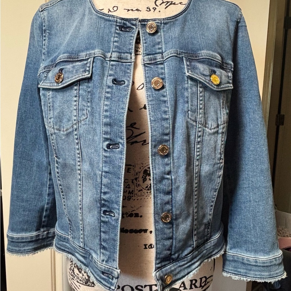 White House Black Market Light Blue Denim Jean Jacket